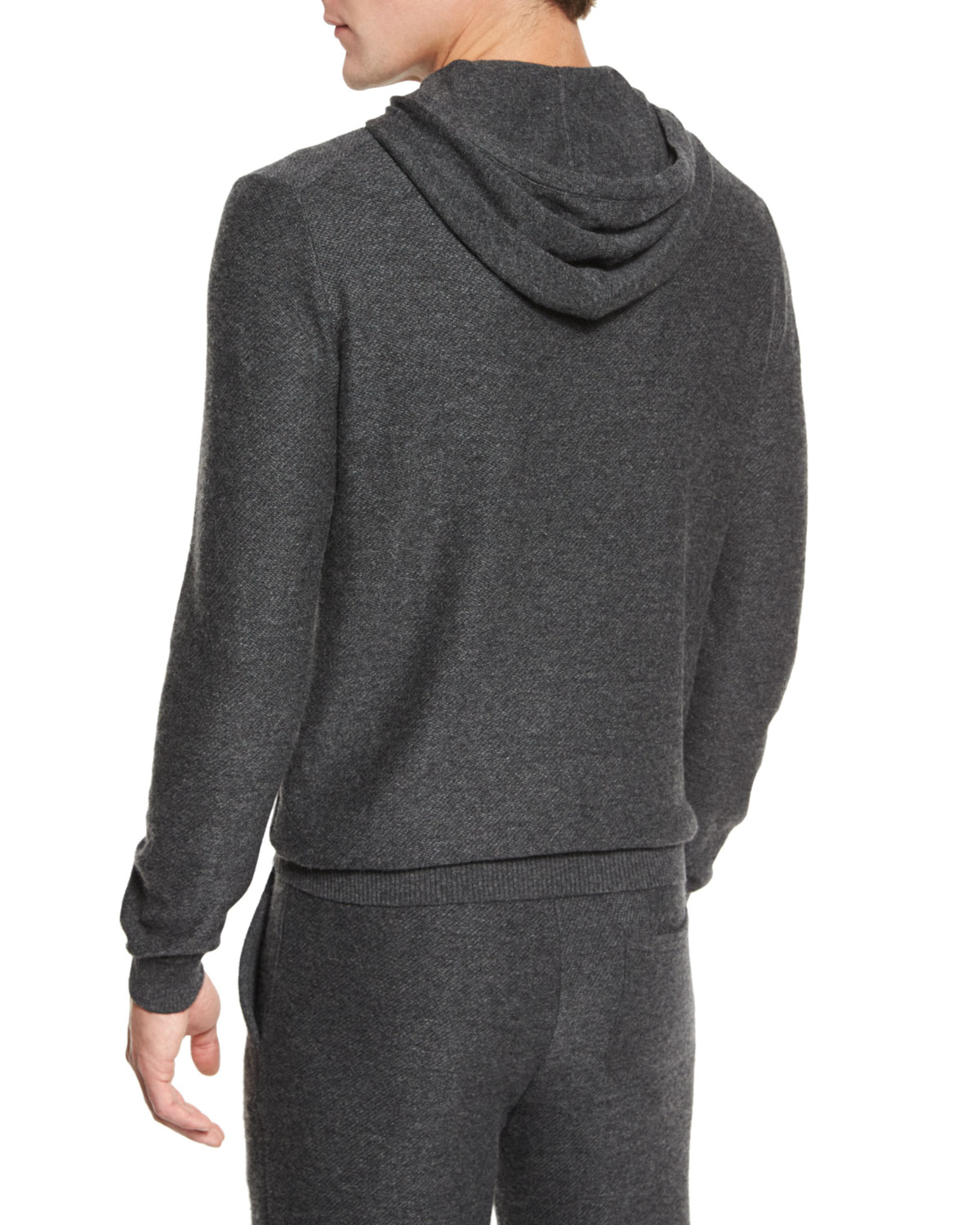 Premium Cashmere Hoodie Sweater, Gray