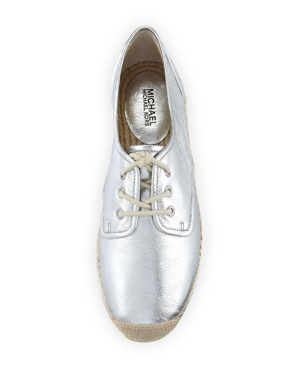 Hastings Lace-Up Espadrille Flat, Silver