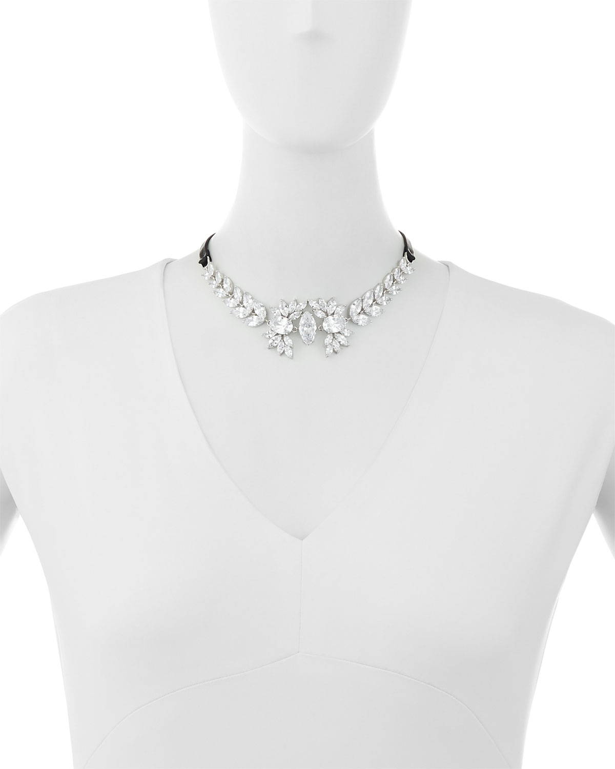 Monarch Leather & Crystal Choker Necklace