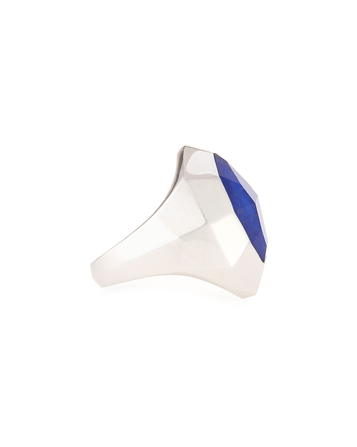 Faceted Lapis & Sterling Silver Ring, Size 7