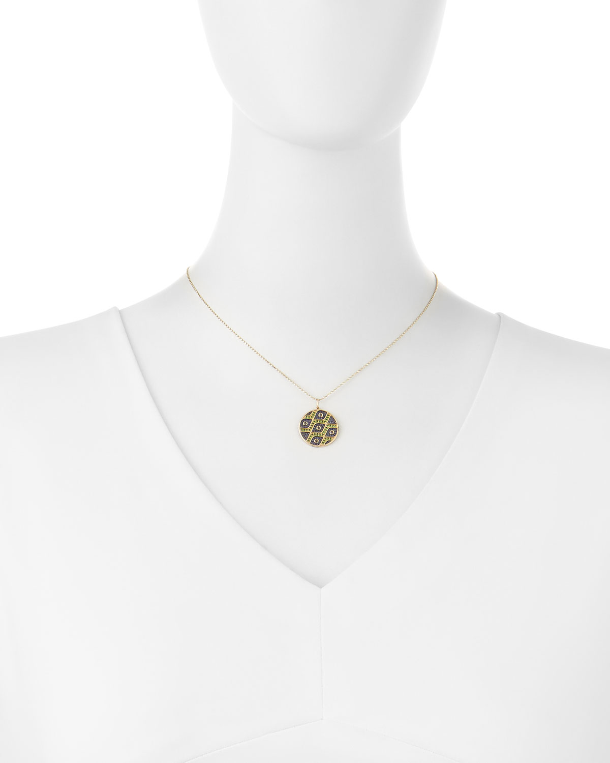 Multi-Eye Black Diamond & Sapphire Medallion Necklace