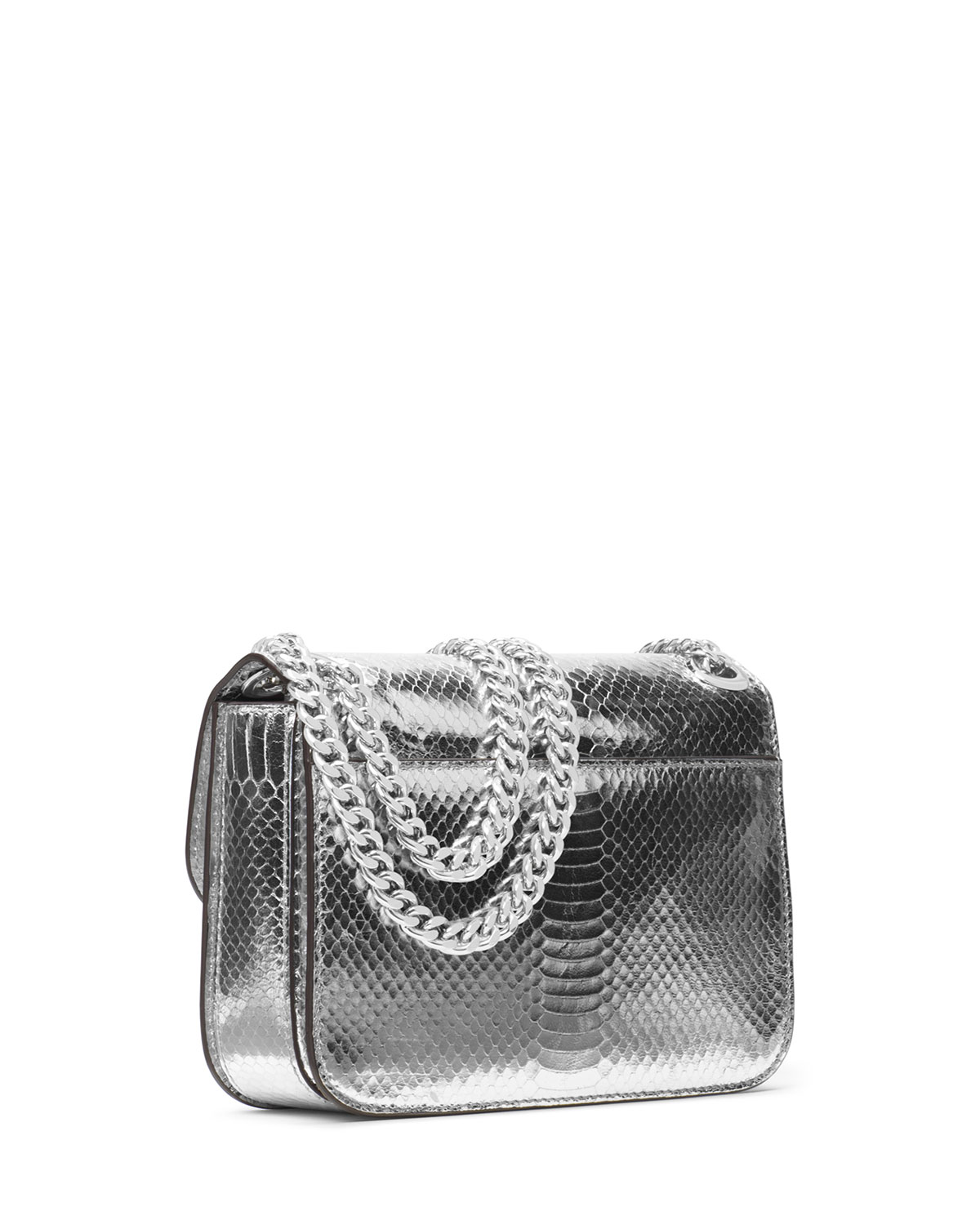 Sloan Editor Medium Snake-Embossed Shoulder Bag, Gray