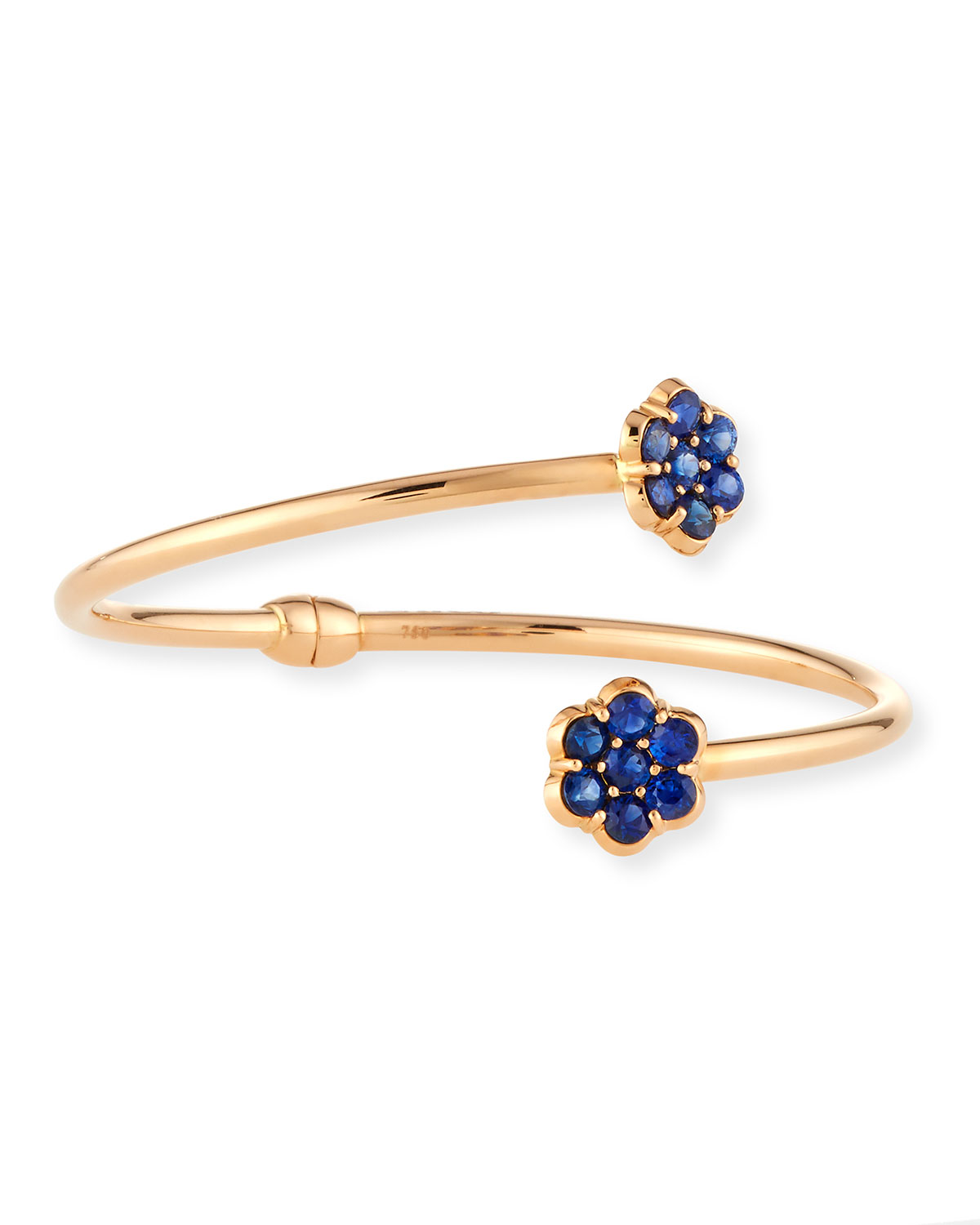 18K Rose Gold & Blue Sapphire Floral Bypass Bracelet