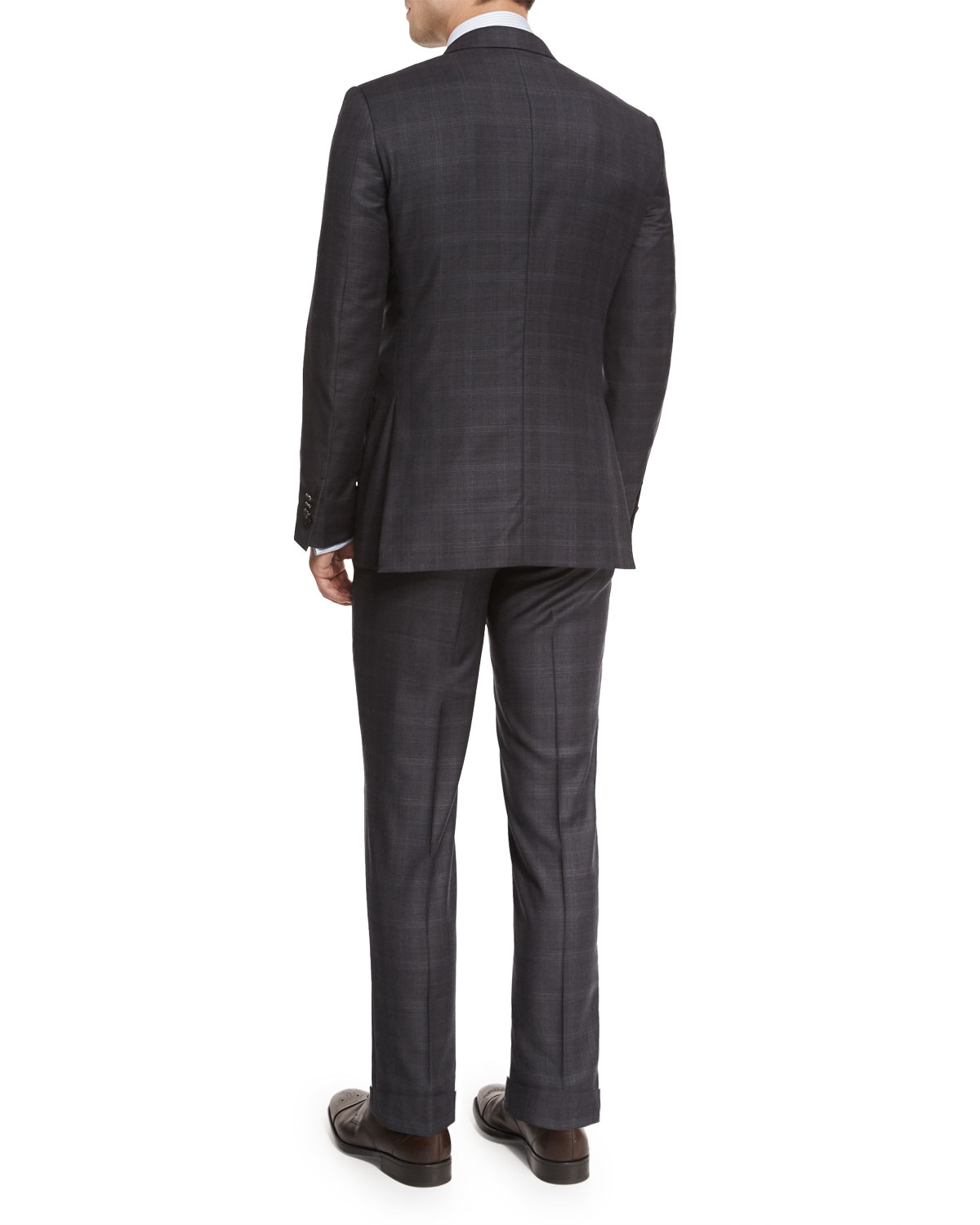 trofeo plaid two-piece suit, gray