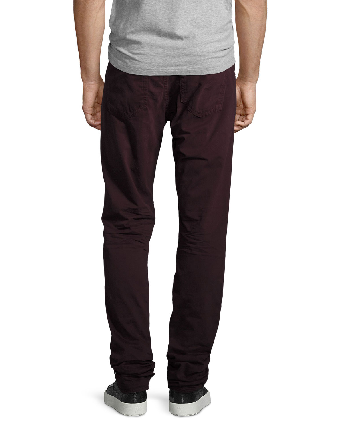 Fit 2 Slim-Leg Twill Jeans, Distressed Wine