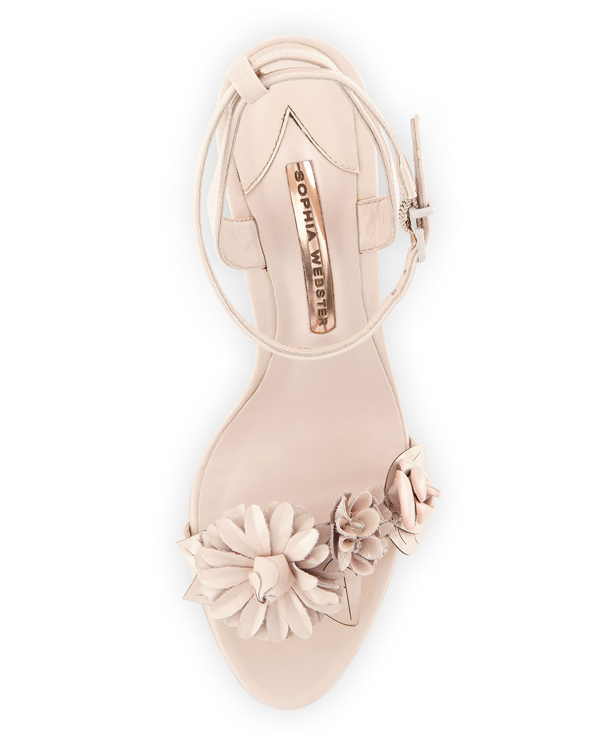 Lilico Floral Leather 105mm Sandal, Nude