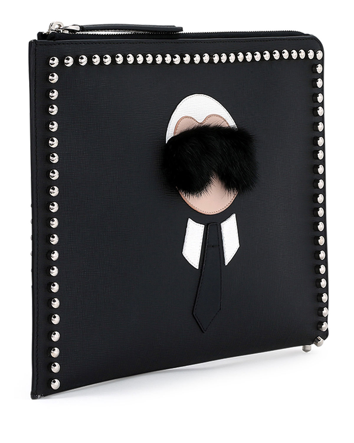 Karlito Large Zip-Around Pouch Bag, Black Multi