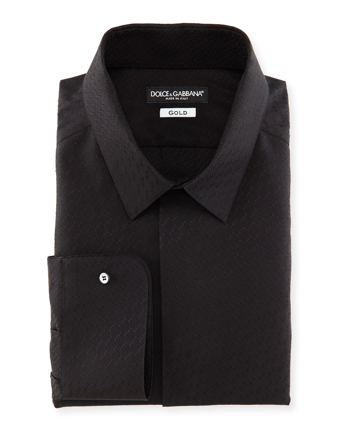 jacquard tuxedo shirt, black