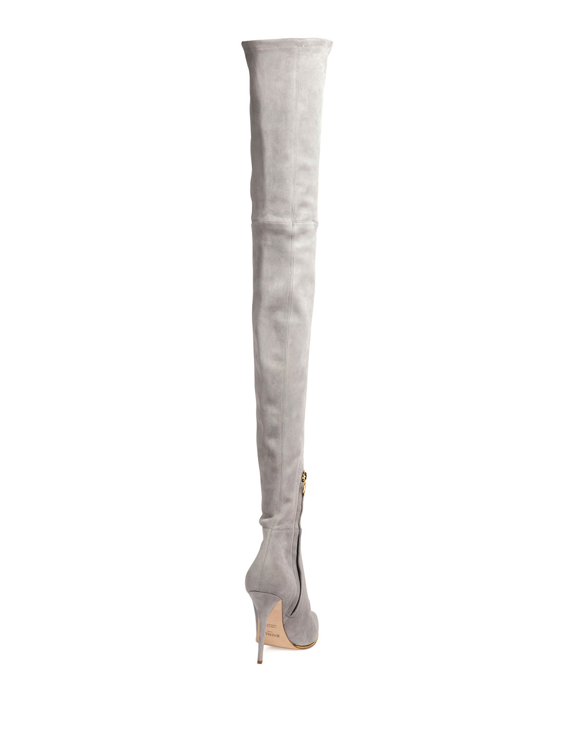 Suede Thigh-High 110mm Boot, Gray