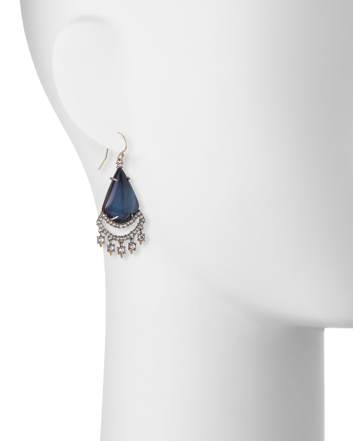 Crystal Lace Chandelier Earrings, Blue Velvet