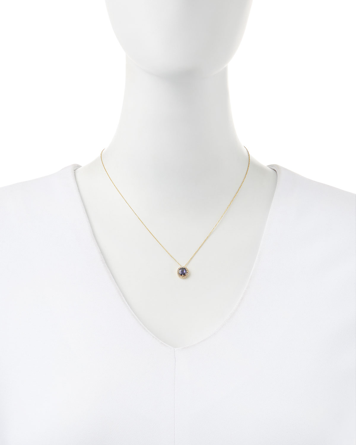 6mm Blue Topaz & White Sapphire Pendant Necklace