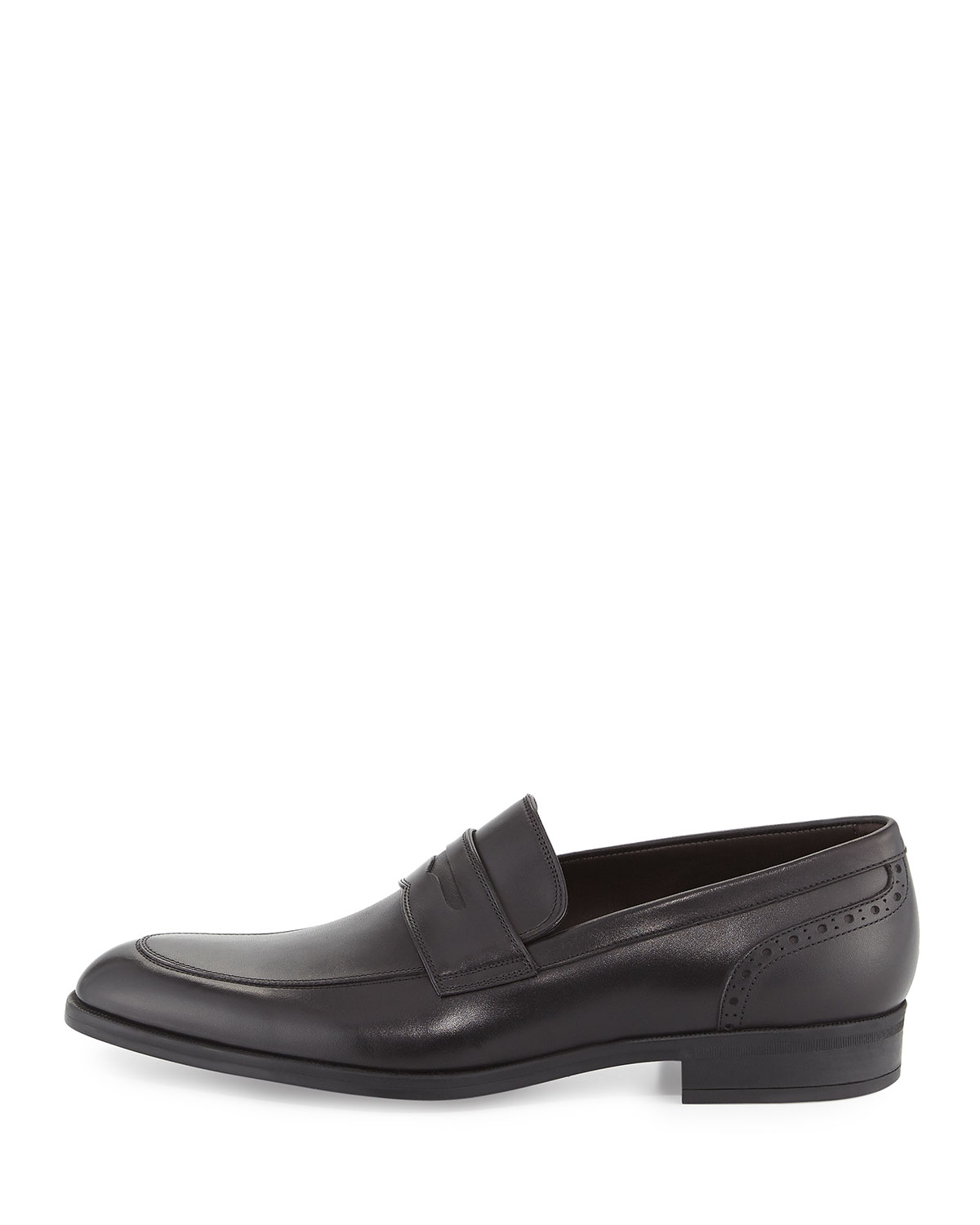 Calf Leather Penny Loafer, Black