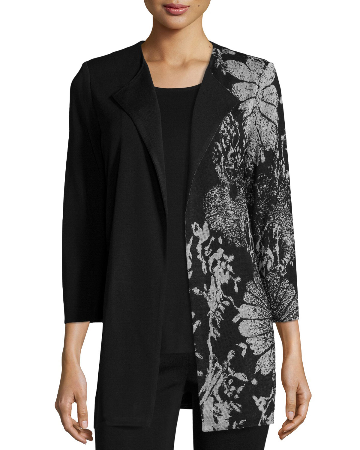 Hint of Floral Long Half-Print Jacket 