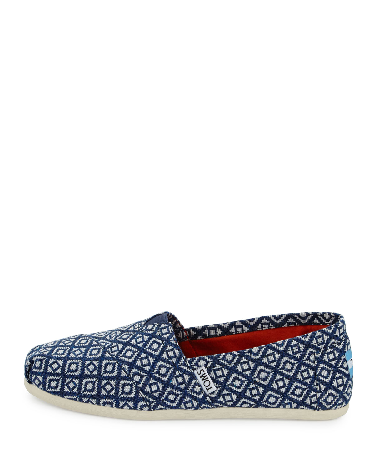 Alpargata Diamond-Print Slip-On Flat, Dark Blue  