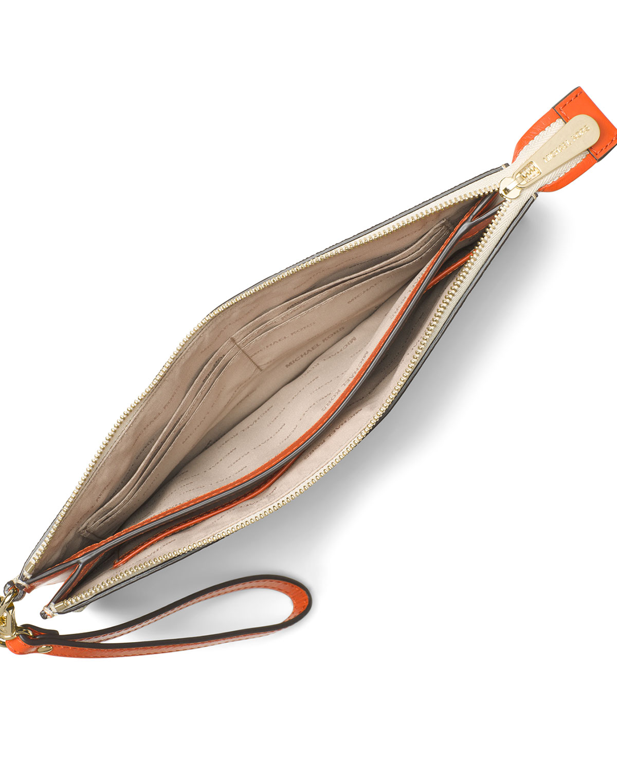Daniela Large Striped Wristlet, Orange