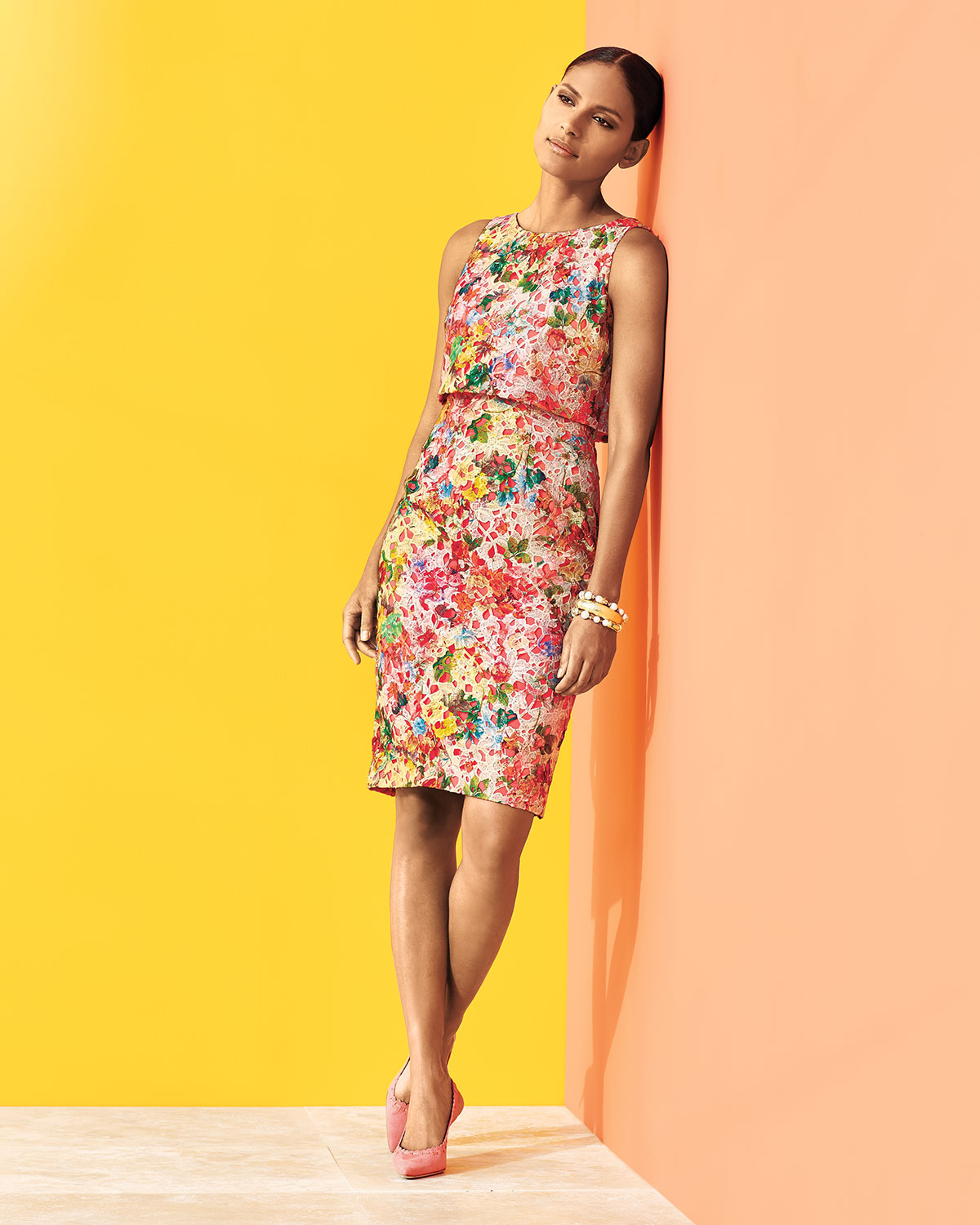 Sleeveless Floral Popover Dress