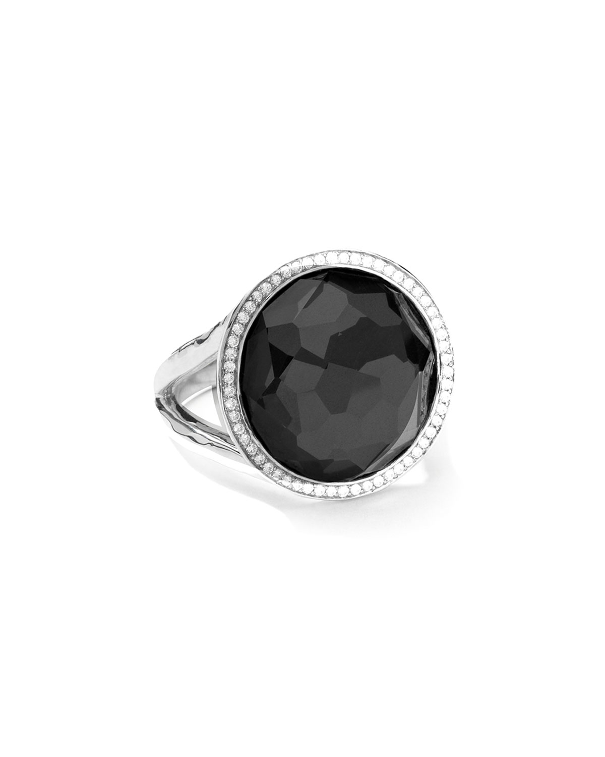 Stella Large Lollipop Ring in Hematite & Diamonds 