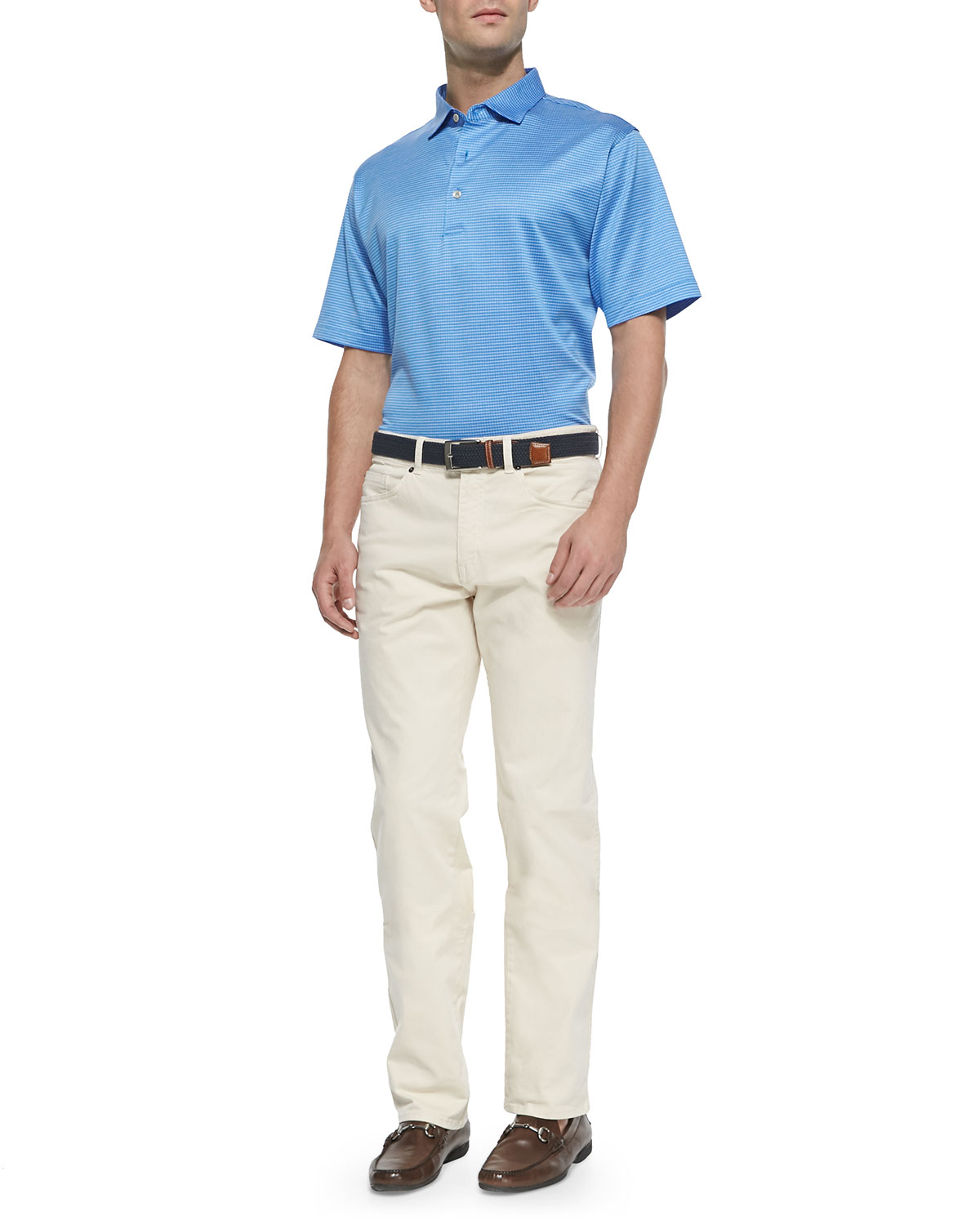 Stretch Five-Pocket Khaki Pants, Beige