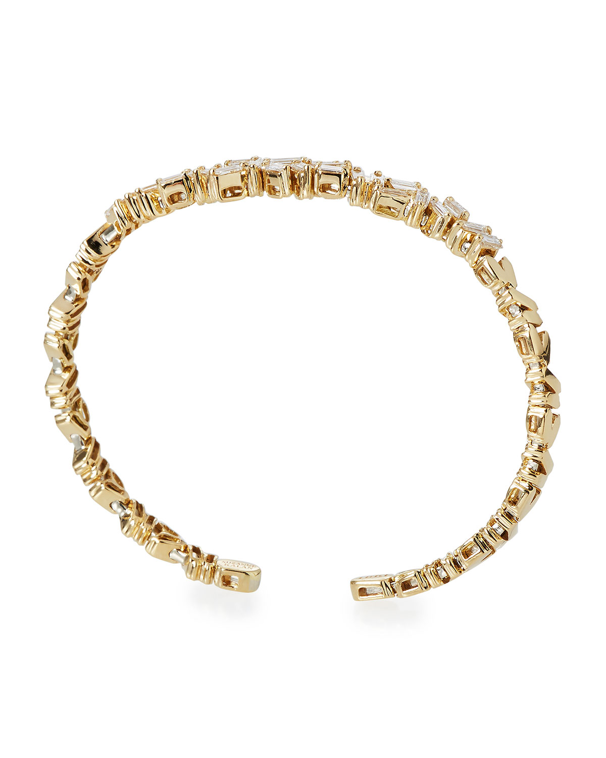 Tilted Baguette Diamond Bangle in 18K Yellow Gold