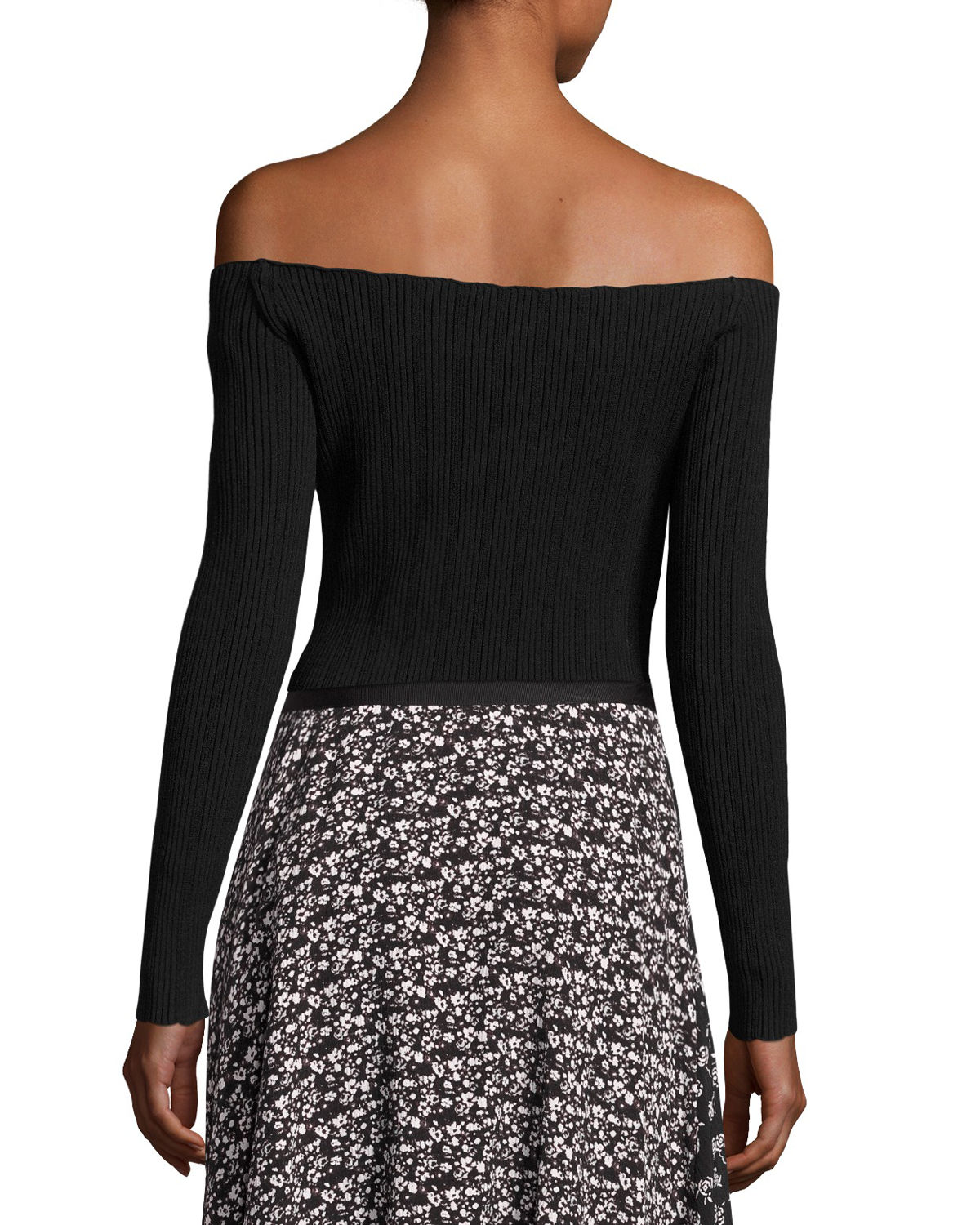 Kari Ribbed Off-the-Shoulder Pullover