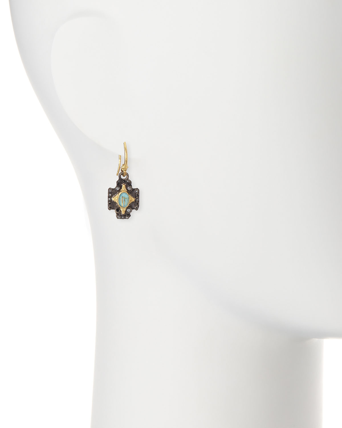 Old World Midnight Crivelli Cross Earrings with Black Diamonds