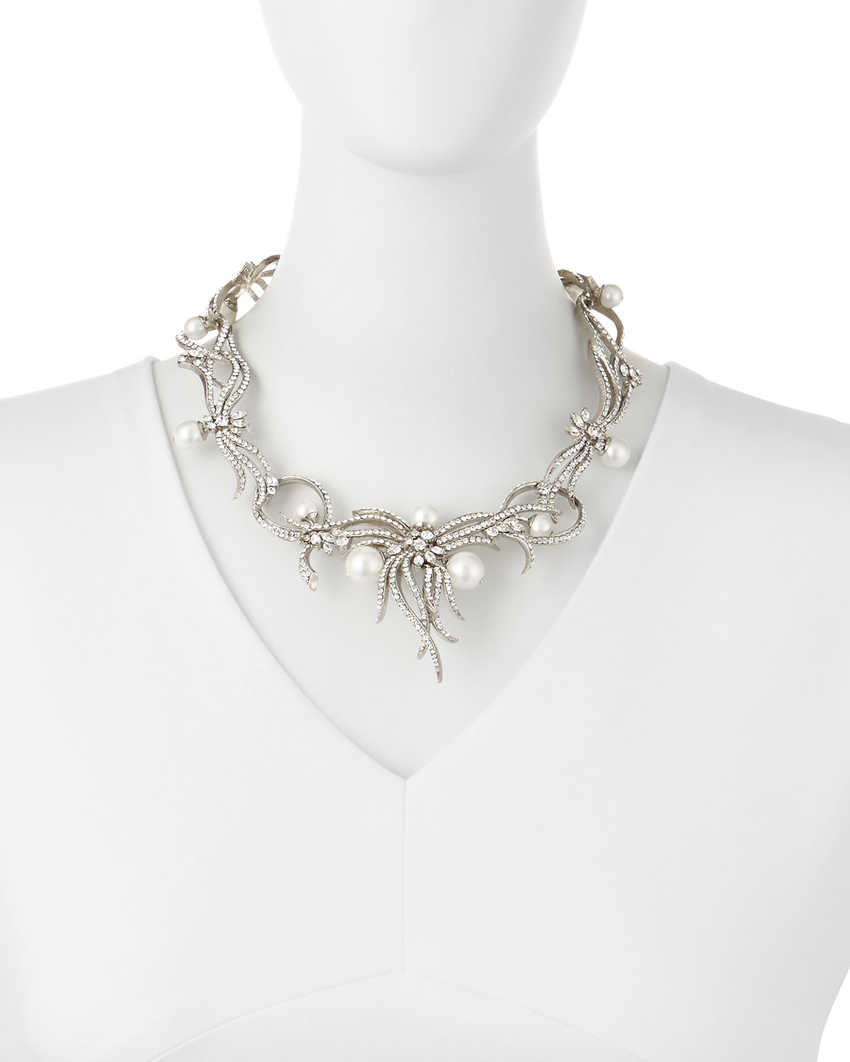 Rhodium-Plated Statement Necklace