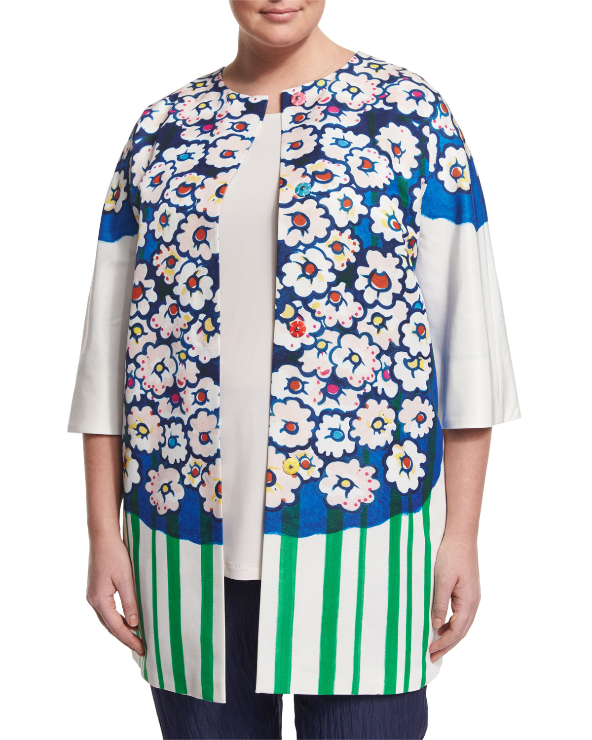 Ciclad Flower-Print Jacket, Plus Size