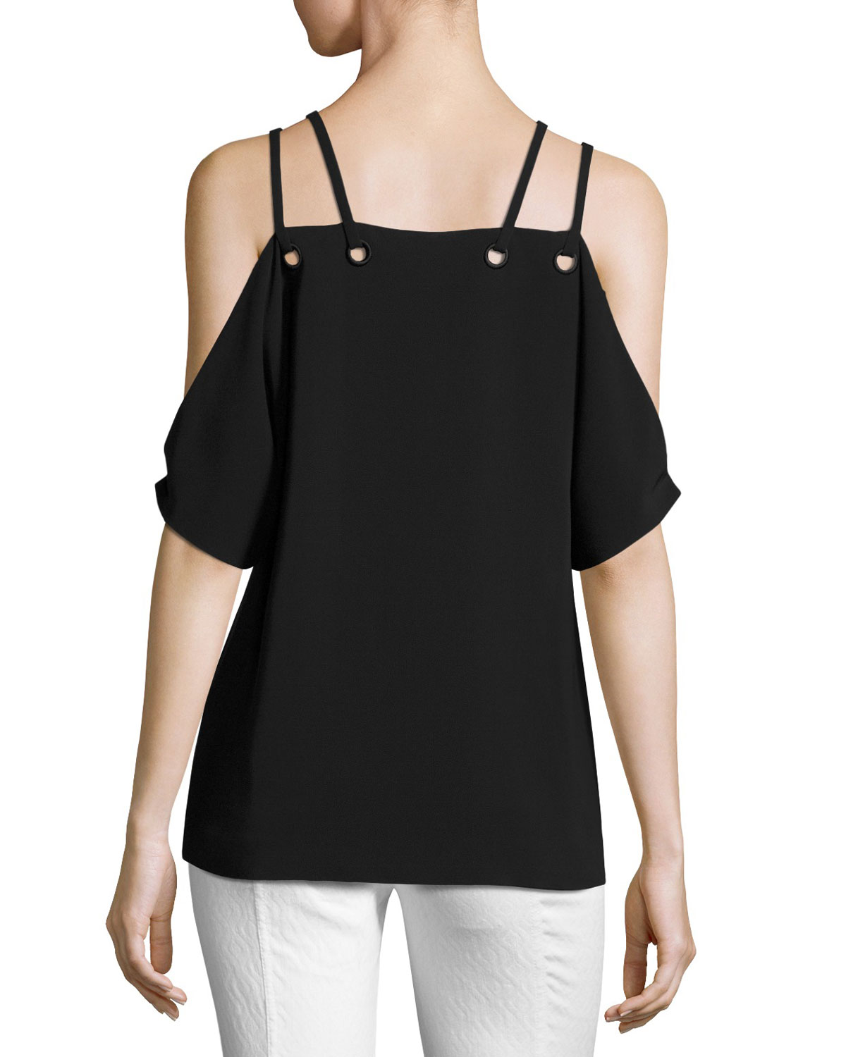Justine Cold-Shoulder Top, Black