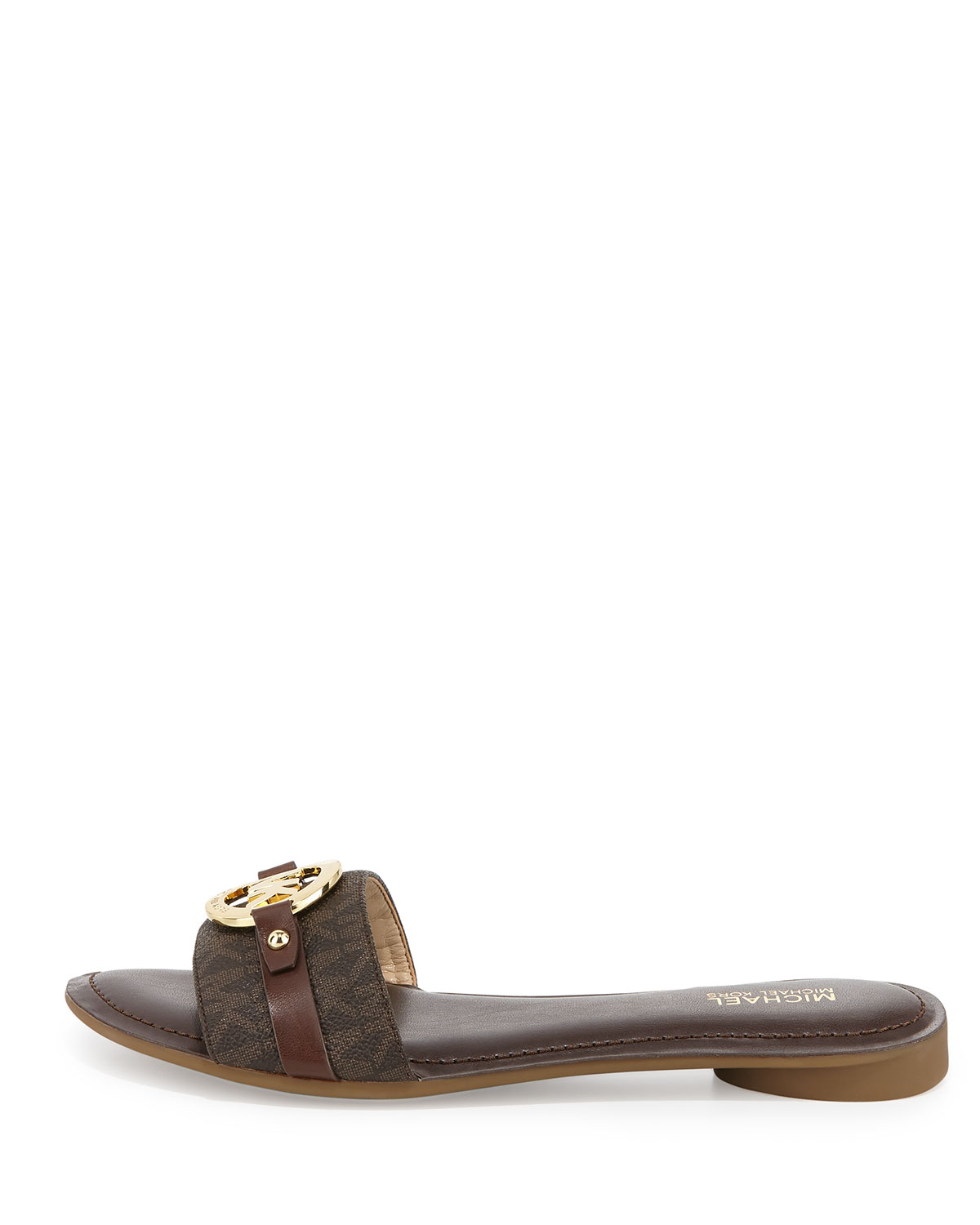 Molly Flat Logo Slide Sandal, Brown