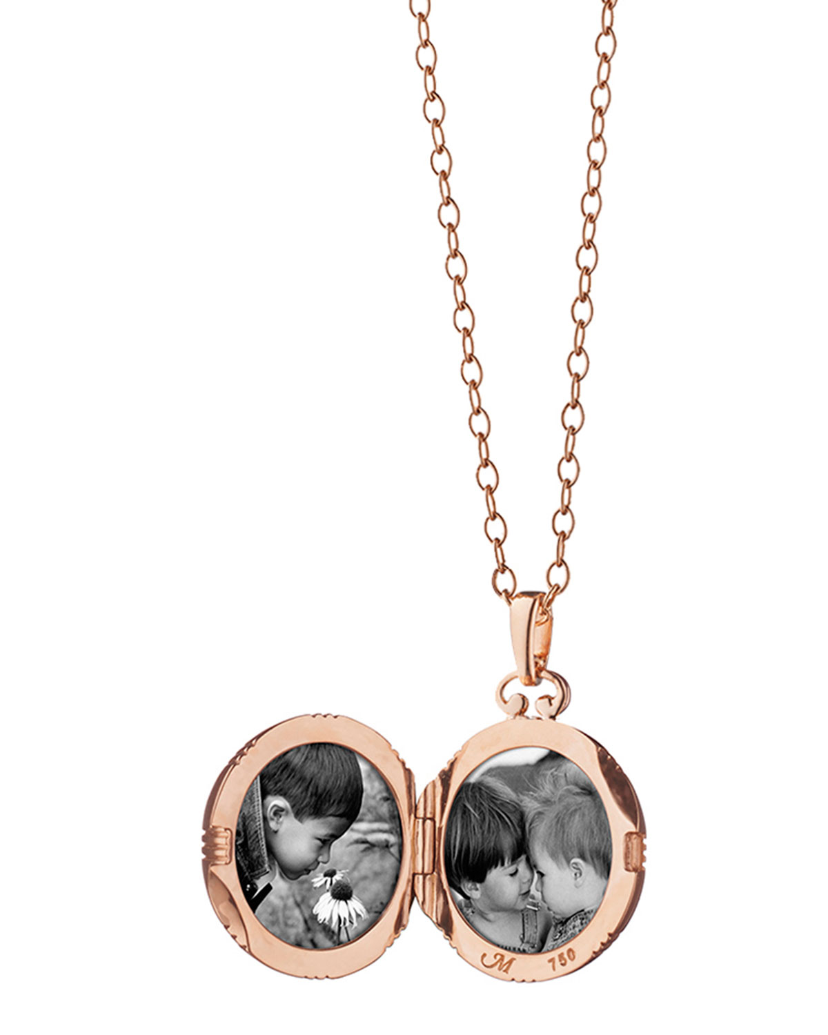 Rose Gold Cognac Mother-of-Pearl Petite Locket Necklace