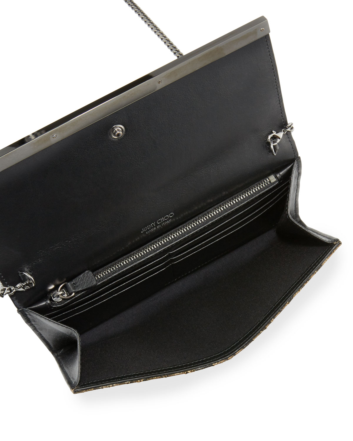 Milla Moire Flap Clutch Bag, Gold/Black