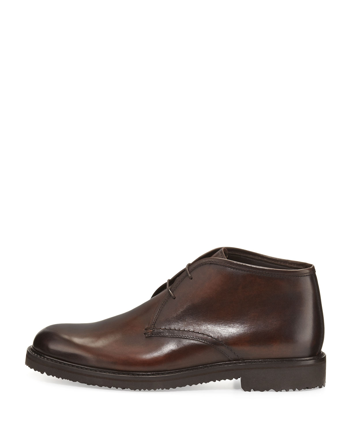 Burnished Leather Chukka Boot, Brown