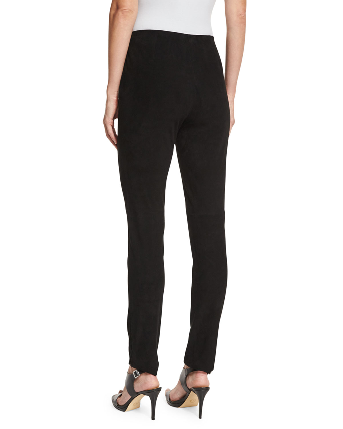 Hutton Suede Skinny Pants, Black