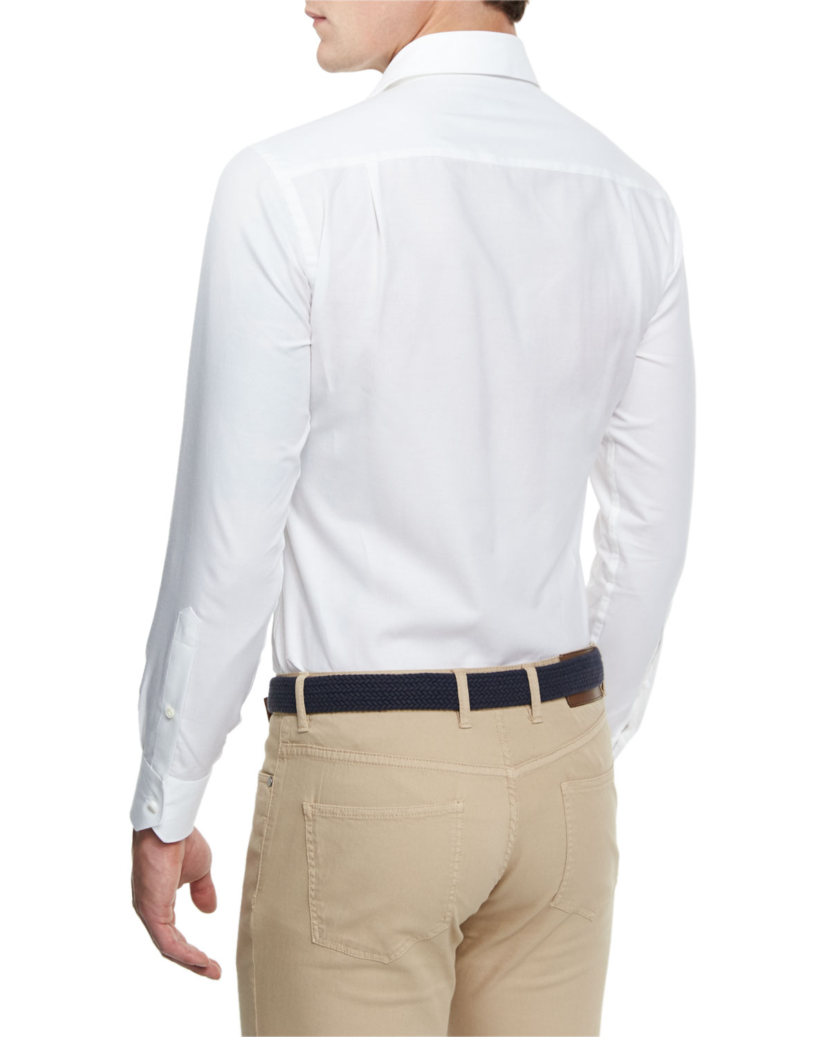 Silky Touch Herringbone Long-Sleeve Sport Shirt