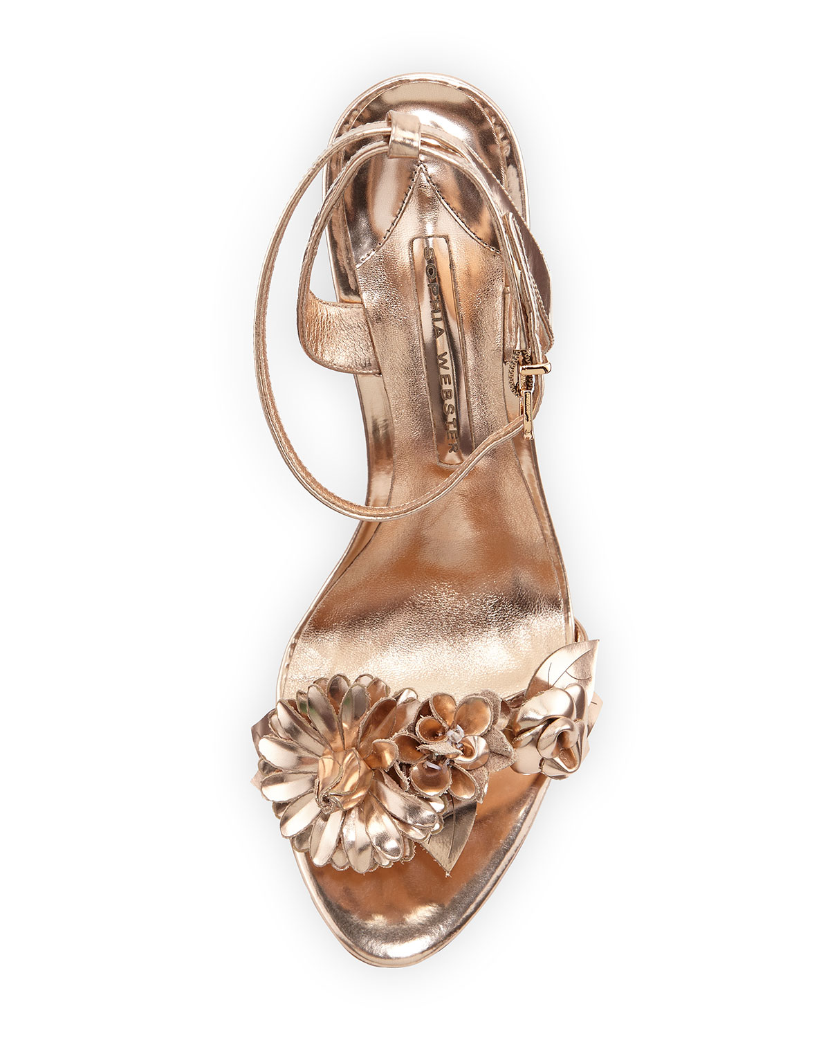 Lilico Floral Leather 105mm Sandal, Rose Gold