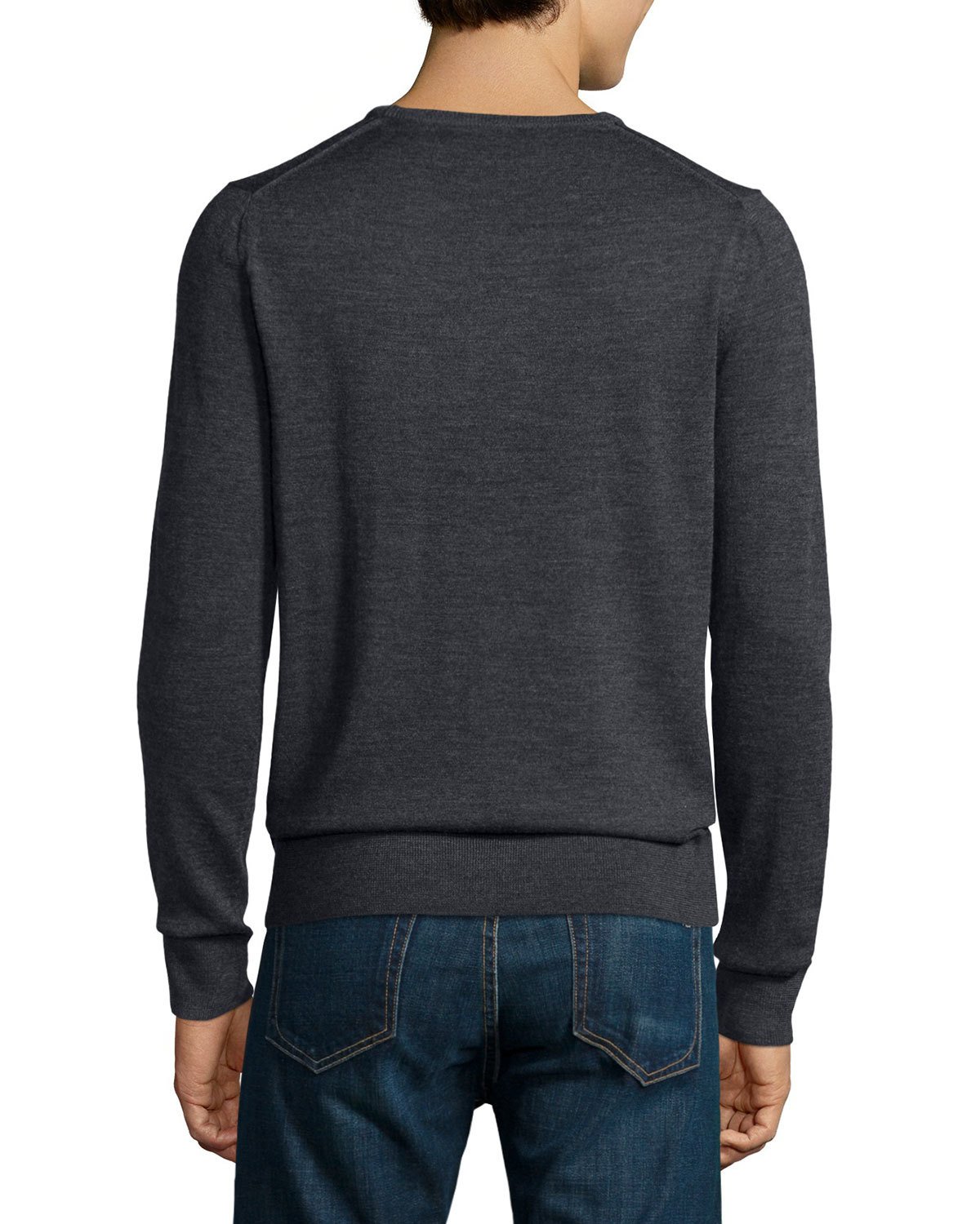 Quincy Crewneck Wool Sweater, Dark Gray