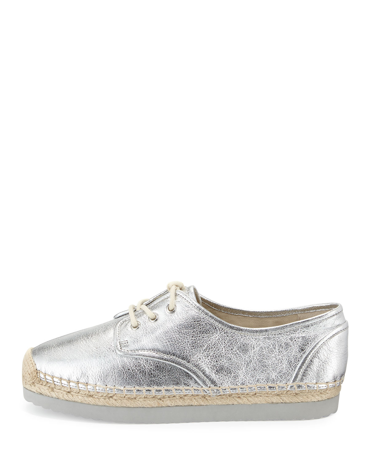 Hastings Lace-Up Espadrille Flat, Silver