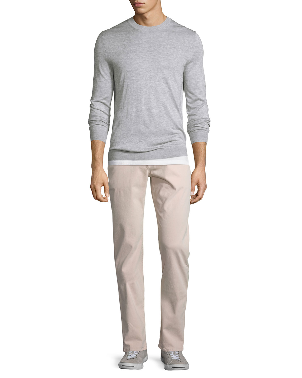 Luxe Performance: Straight-Leg Sateen Jeans, Desert Rose