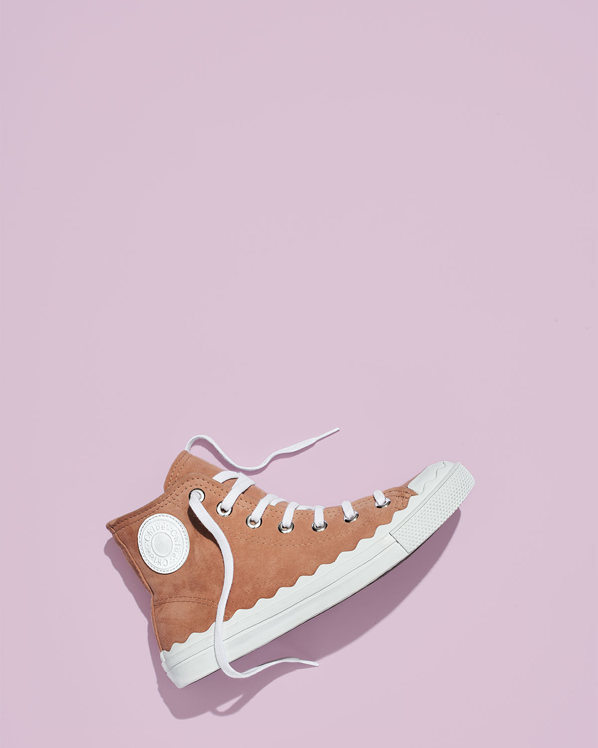 Scalloped Suede High-Top Sneaker, Reef Shell