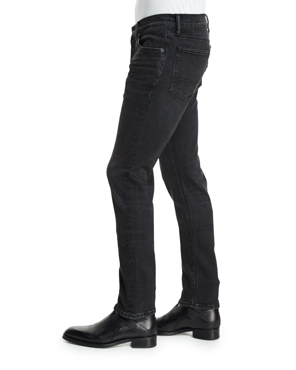 Slim-Fit Black Selvedge Denim Jeans, Black