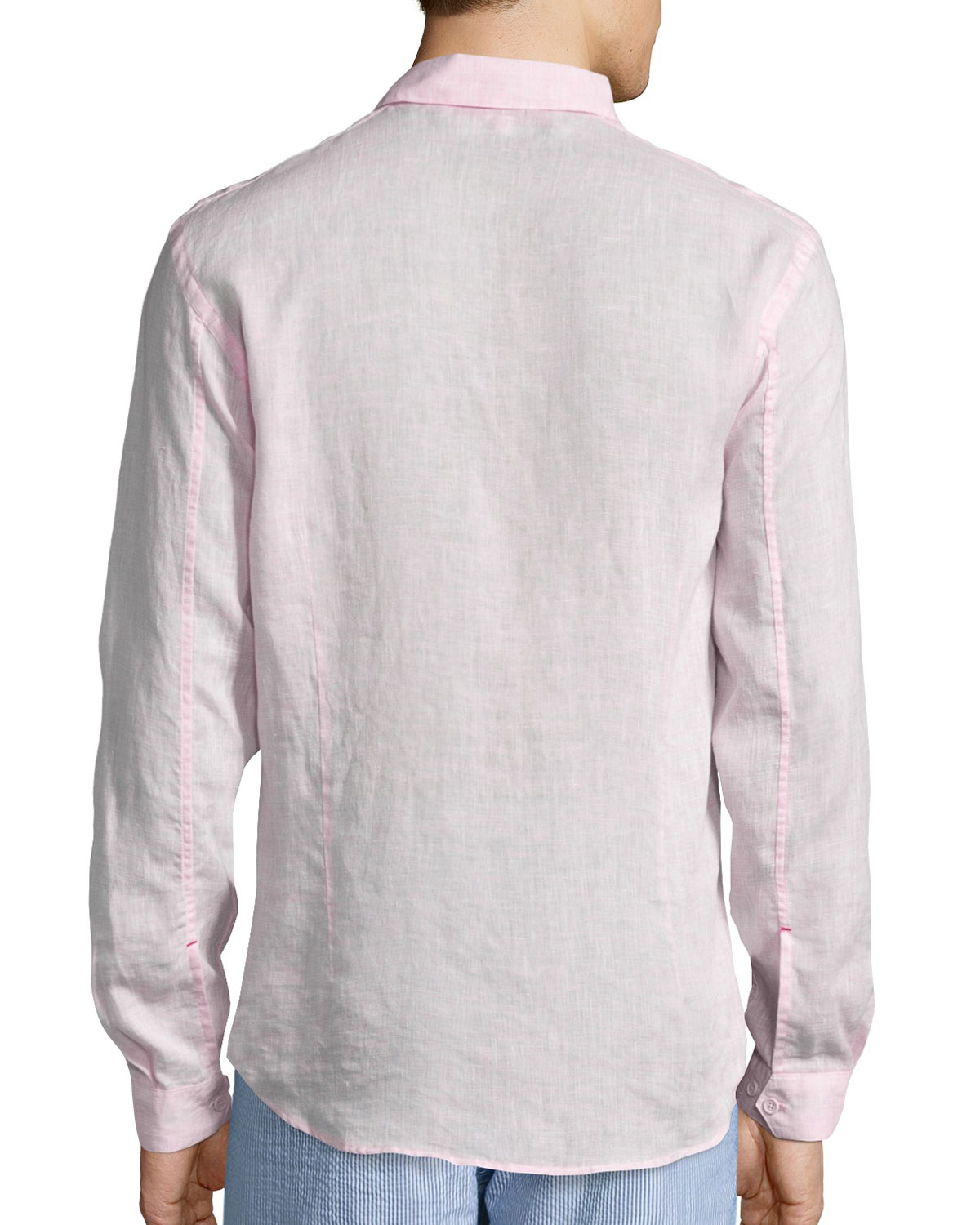 Morton Long-Sleeve Linen Shirt, Pink