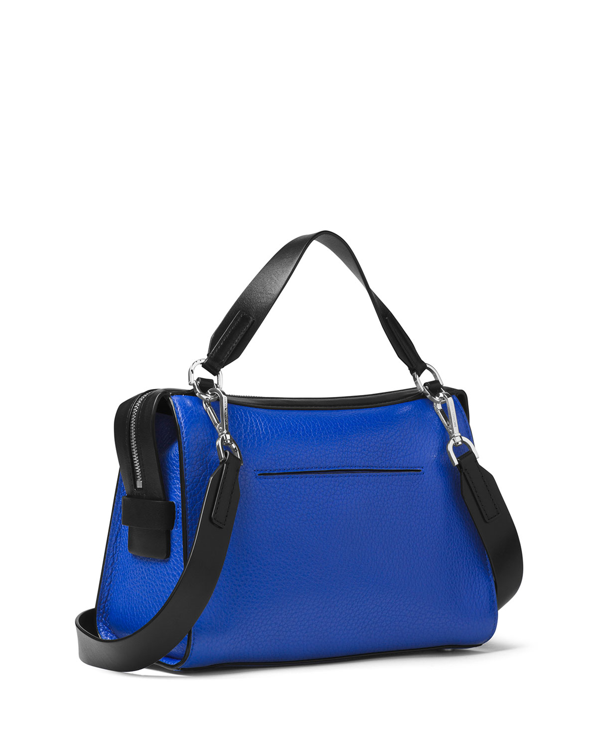 Ingrid Medium Leather Shoulder Bag, Electric Blue/Black