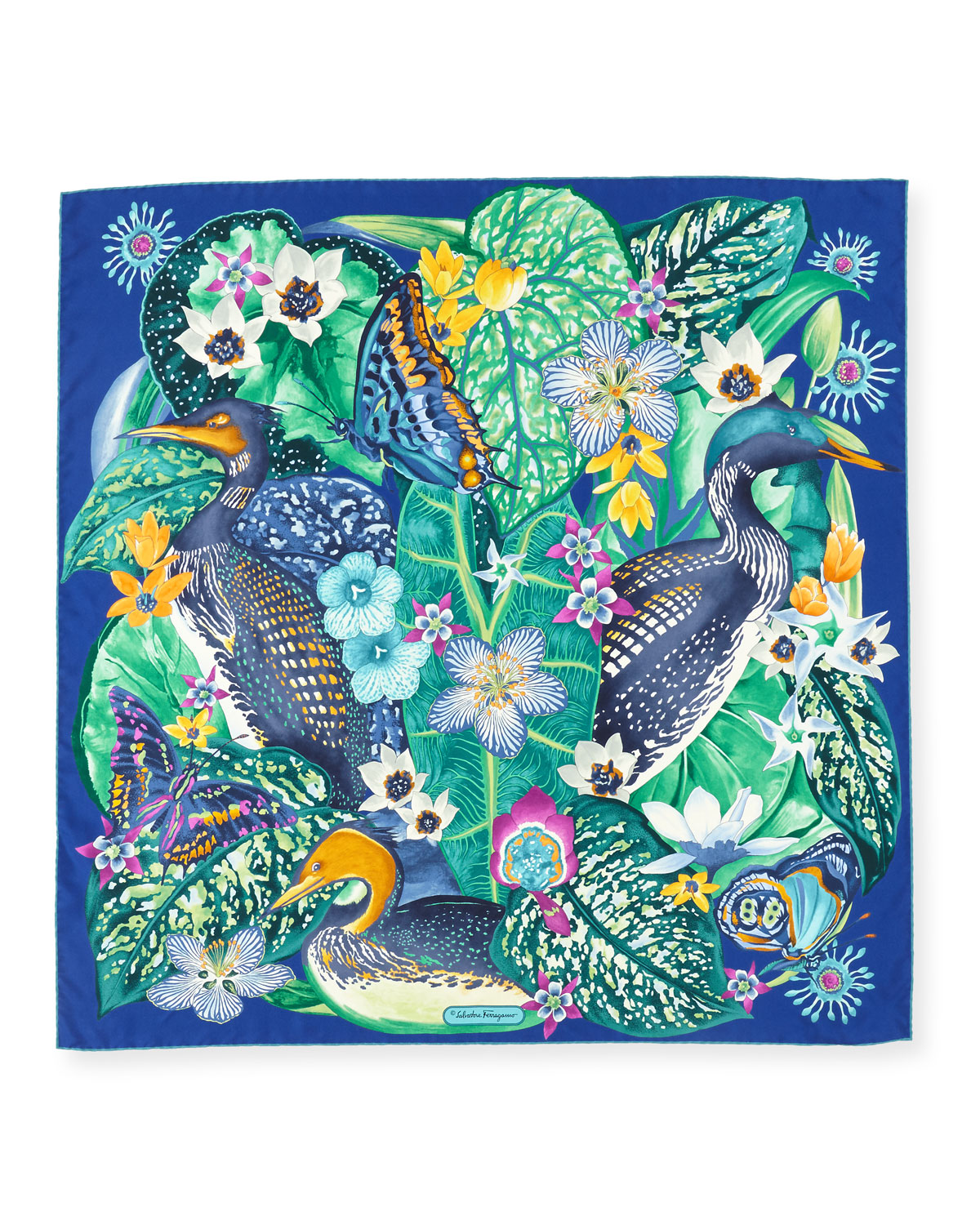 Mystery Foulard Silk Square Scarf, Cobalt