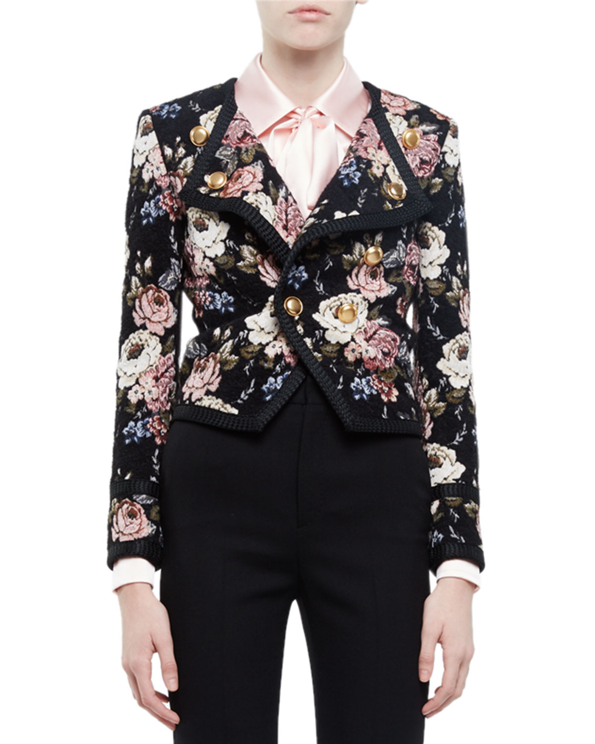 Spencer Floral-Print Jacket, Beige Rose/Black