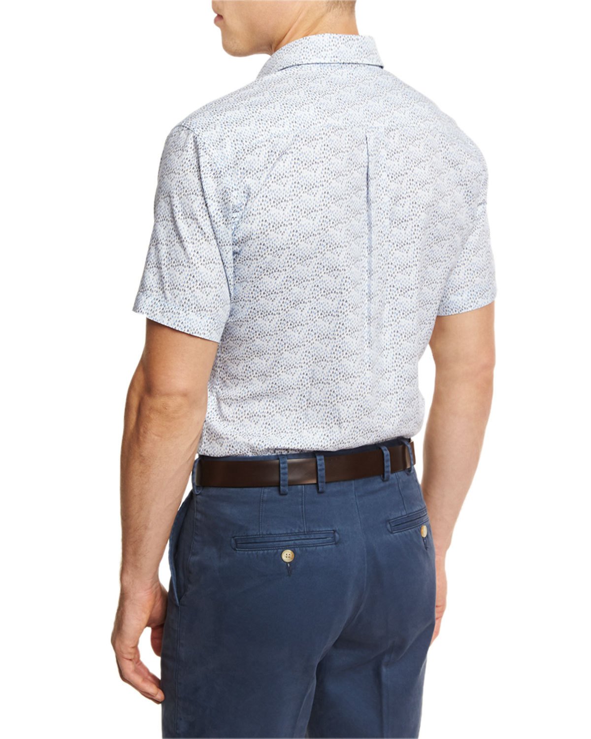 Seaside Sailboat-Print Short-Sleeve Sport Shirt, Blue