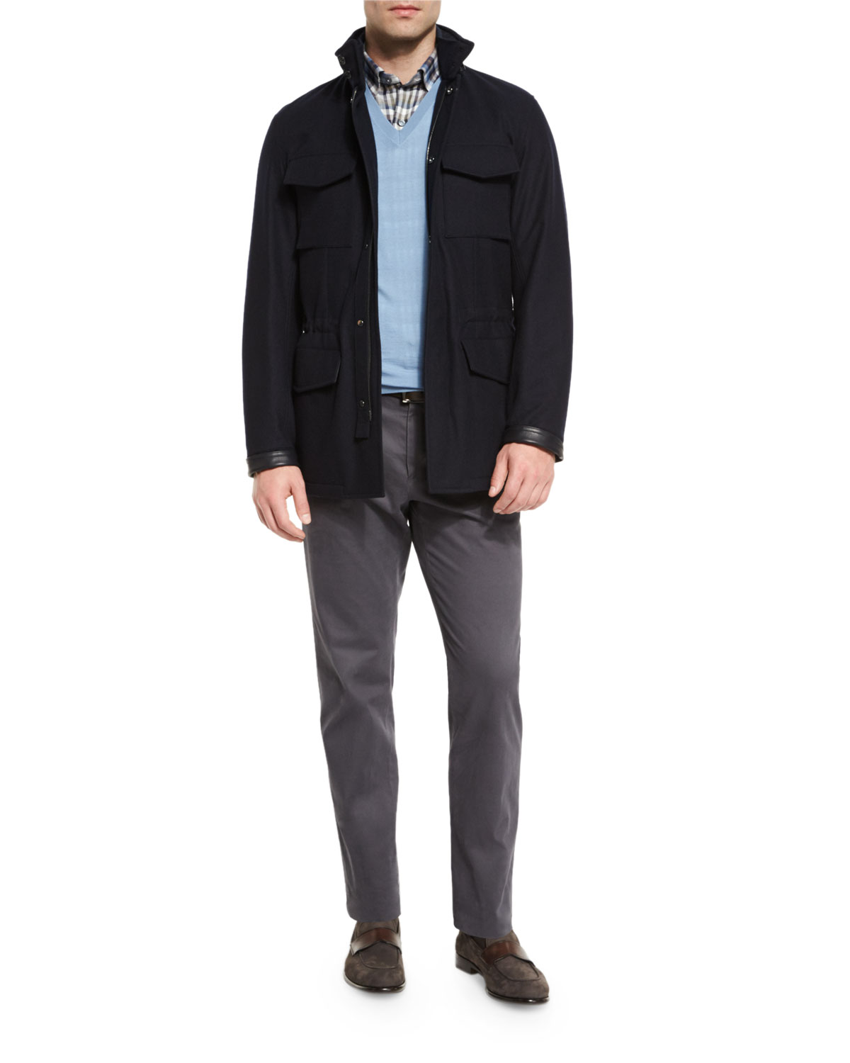 Elements Trofeo Wool/Cashmere Safari Jacket, Navy