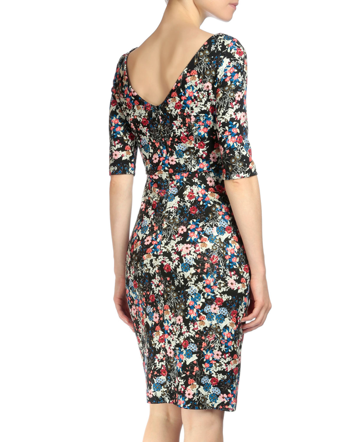 Kirsten Floral-Print Sheath Dress, Pink Multi