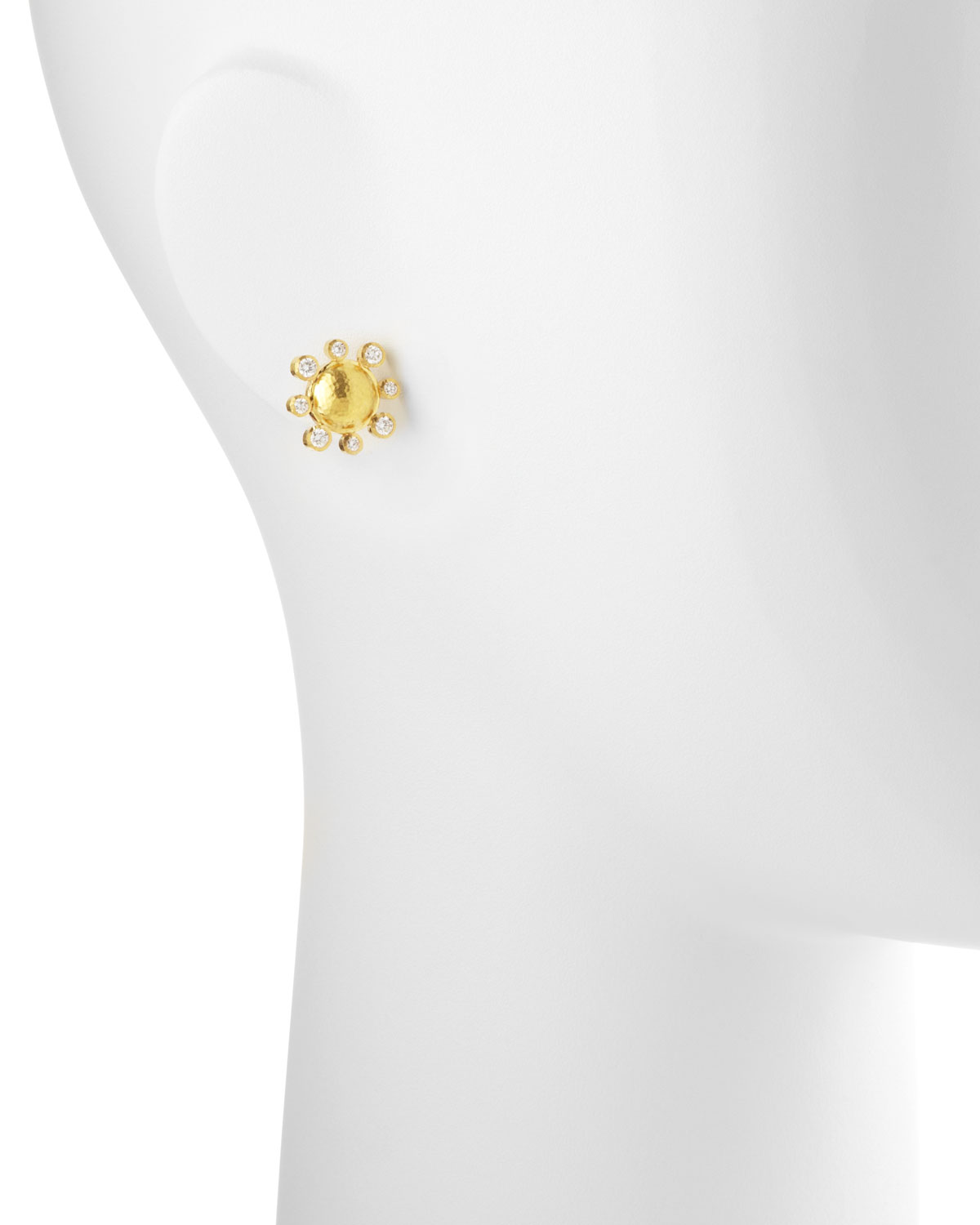 Diamond-Detailed 19k Gold Dome Earrings