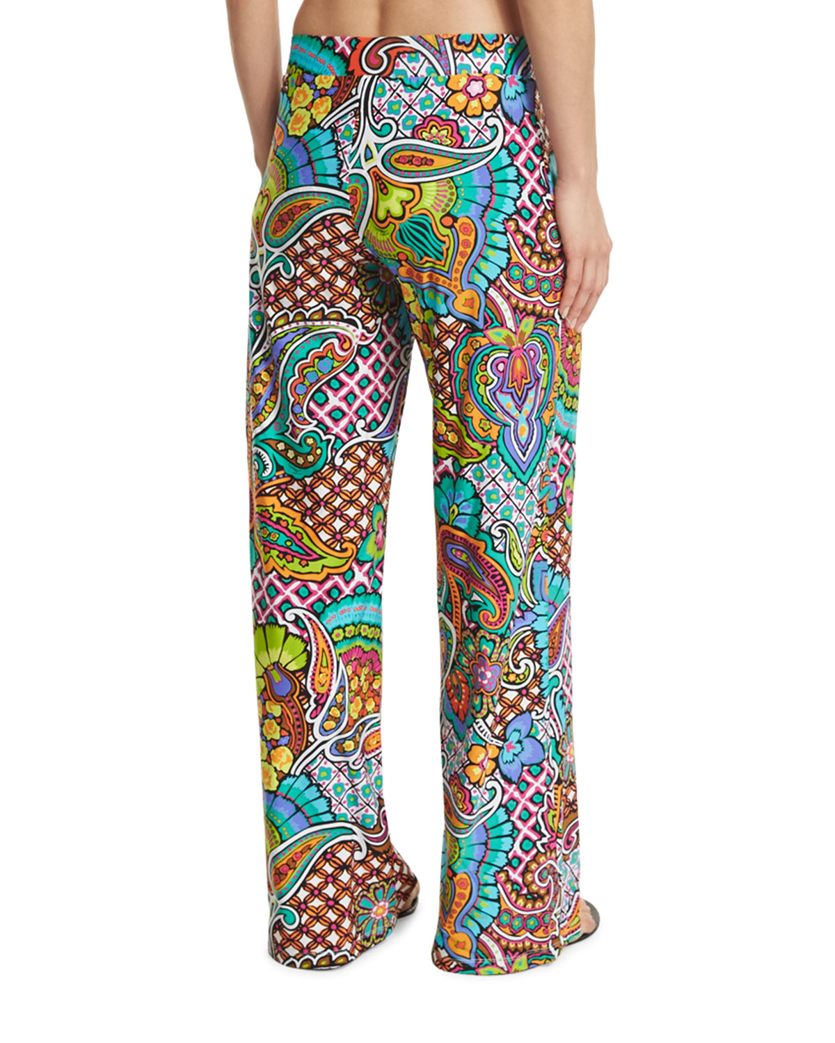 Madagascar Paisley-Print Wide-Leg Coverup Pants