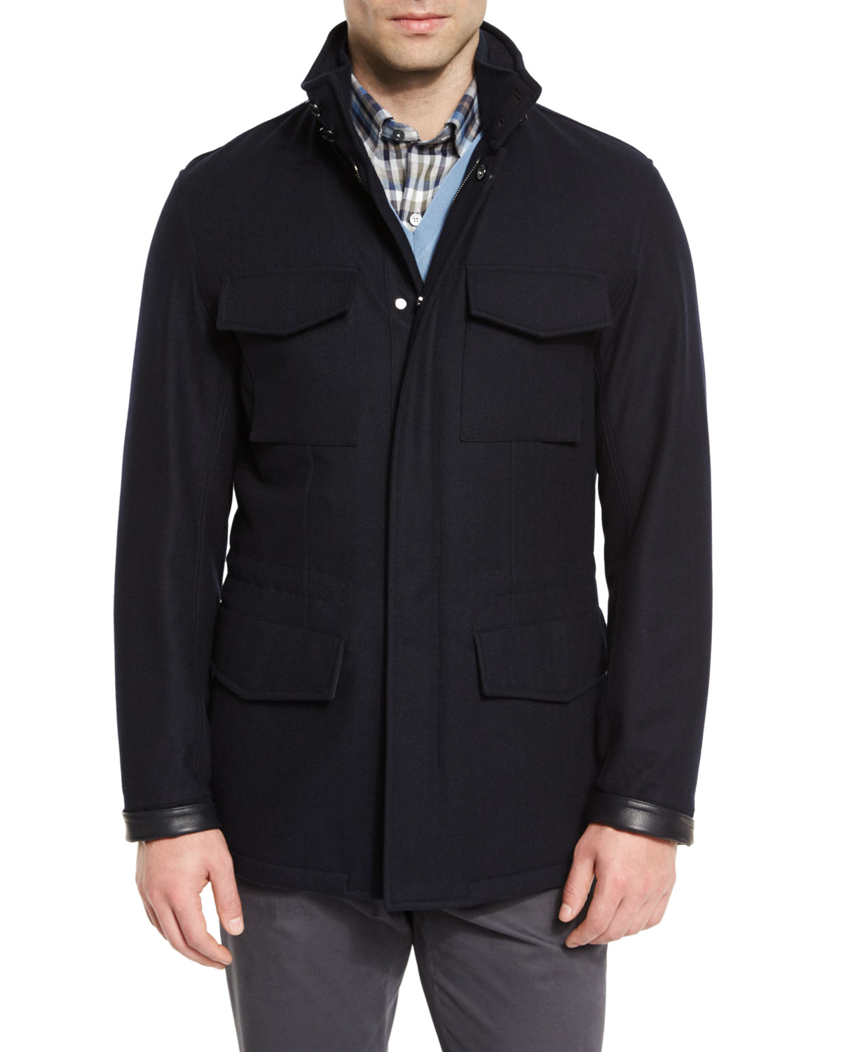 Elements Trofeo Wool/Cashmere Safari Jacket, Navy